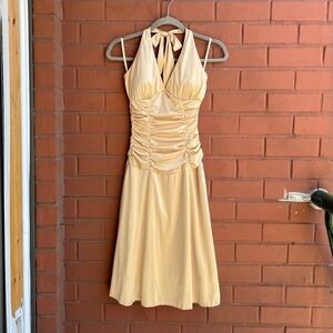 Ruby Rox gold halter cocktail dress